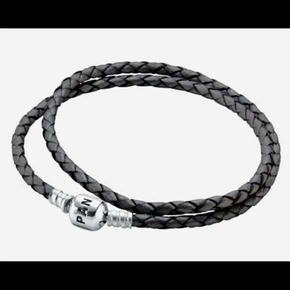 Pandora Jewelry Pandora Double Wrap Black Leather Bracelet